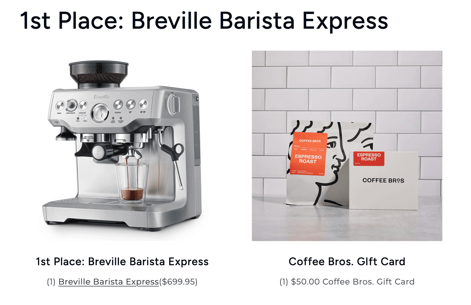 Coffee Giveaway Examples for Shopify